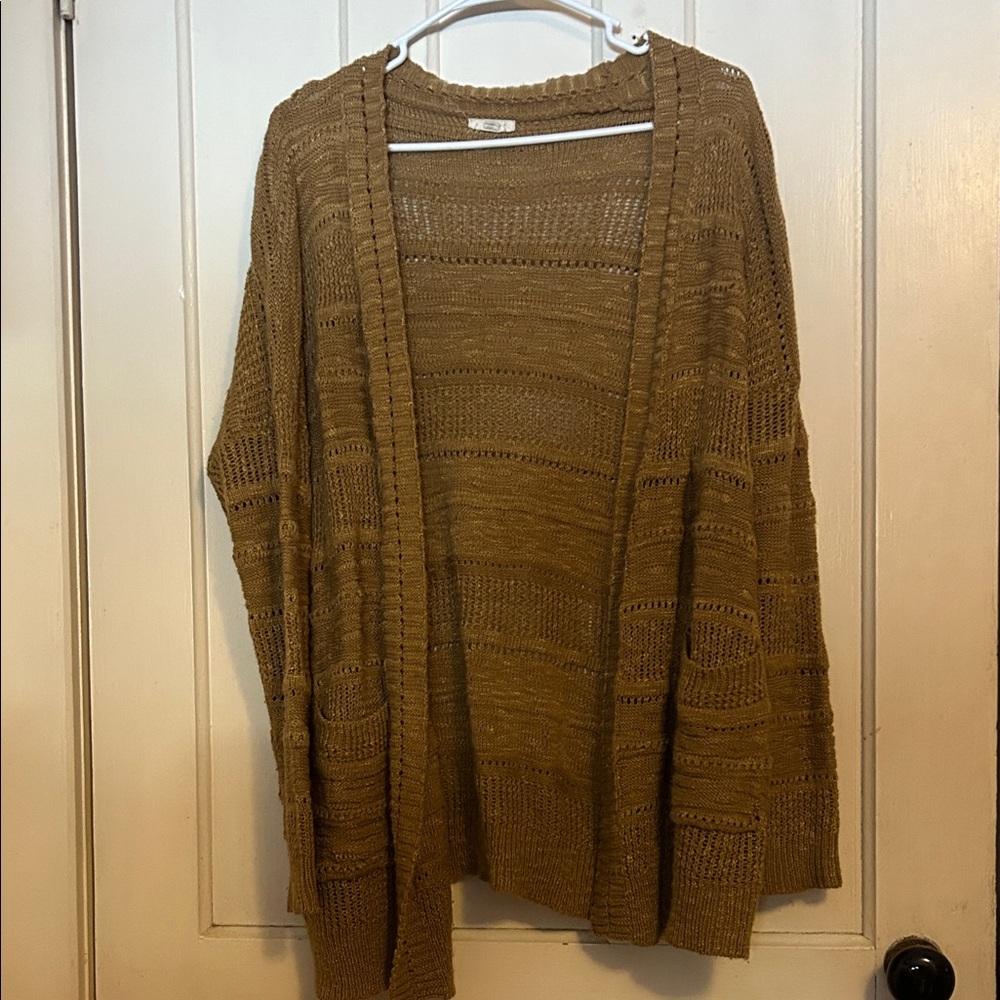 LA MIEL Warm Brown Open-Front Cardigan